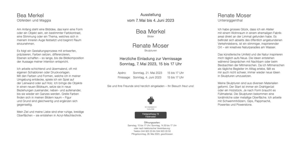 Ausstellung Schwabach Galerie 7. Mai bis 4. Juni 2023